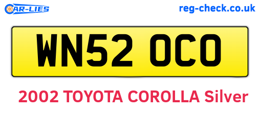 WN52OCO are the vehicle registration plates.