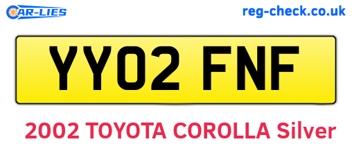 YY02FNF are the vehicle registration plates.