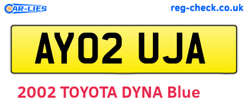 AY02UJA are the vehicle registration plates.
