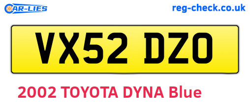 VX52DZO are the vehicle registration plates.