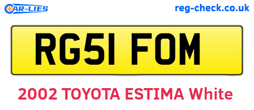 RG51FOM are the vehicle registration plates.