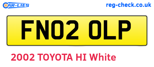 FN02OLP are the vehicle registration plates.