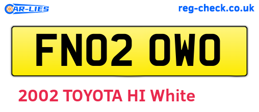FN02OWO are the vehicle registration plates.