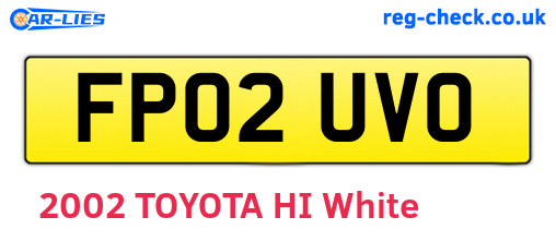 FP02UVO are the vehicle registration plates.