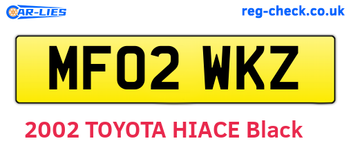 MF02WKZ are the vehicle registration plates.