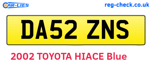 DA52ZNS are the vehicle registration plates.