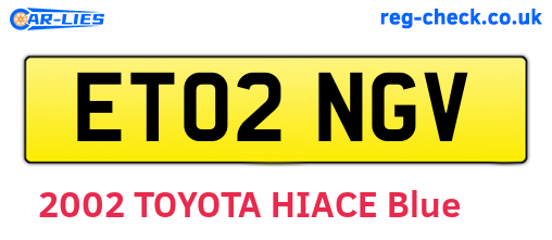 ET02NGV are the vehicle registration plates.