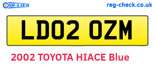 LD02OZM are the vehicle registration plates.