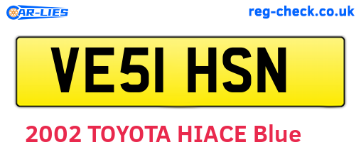 VE51HSN are the vehicle registration plates.