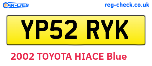 YP52RYK are the vehicle registration plates.