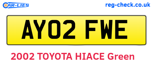 AY02FWE are the vehicle registration plates.