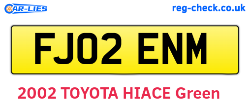 FJ02ENM are the vehicle registration plates.