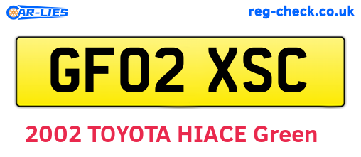 GF02XSC are the vehicle registration plates.