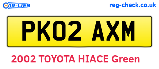 PK02AXM are the vehicle registration plates.