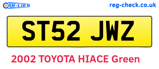 ST52JWZ are the vehicle registration plates.