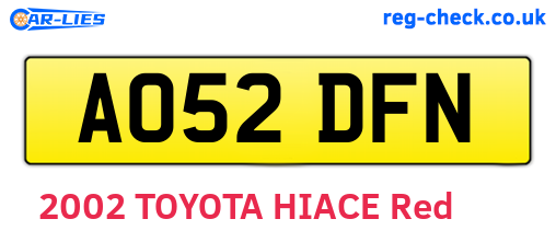 AO52DFN are the vehicle registration plates.
