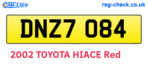 DNZ7084 are the vehicle registration plates.