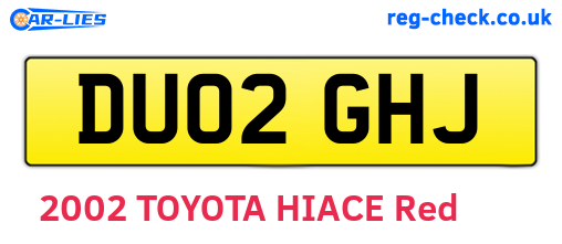 DU02GHJ are the vehicle registration plates.