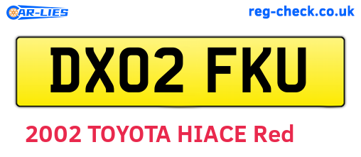DX02FKU are the vehicle registration plates.
