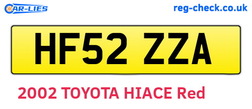 HF52ZZA are the vehicle registration plates.