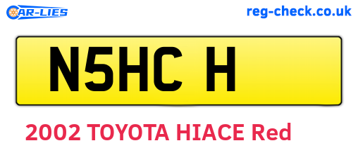 N5HCH are the vehicle registration plates.
