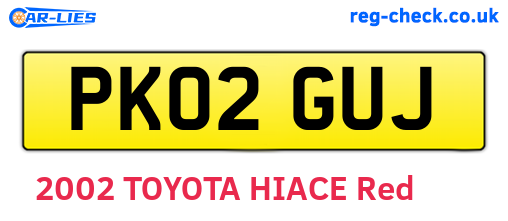 PK02GUJ are the vehicle registration plates.