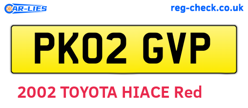 PK02GVP are the vehicle registration plates.