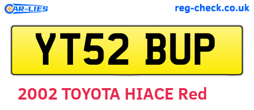 YT52BUP are the vehicle registration plates.
