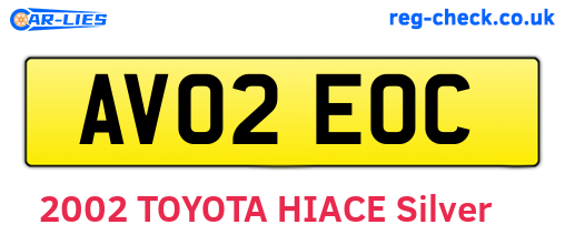 AV02EOC are the vehicle registration plates.