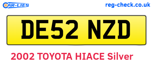 DE52NZD are the vehicle registration plates.
