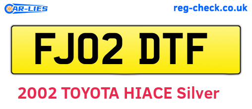 FJ02DTF are the vehicle registration plates.