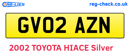 GV02AZN are the vehicle registration plates.