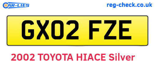 GX02FZE are the vehicle registration plates.