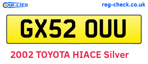 GX52OUU are the vehicle registration plates.