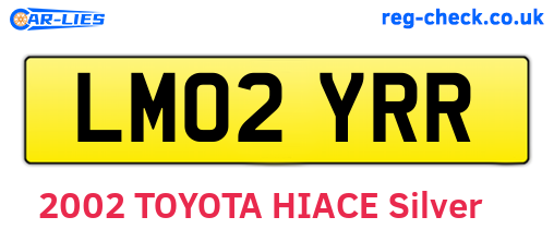 LM02YRR are the vehicle registration plates.