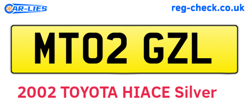 MT02GZL are the vehicle registration plates.
