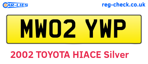 MW02YWP are the vehicle registration plates.