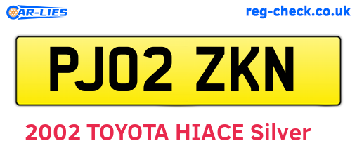 PJ02ZKN are the vehicle registration plates.