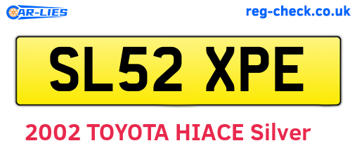 SL52XPE are the vehicle registration plates.