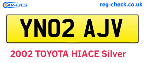 YN02AJV are the vehicle registration plates.