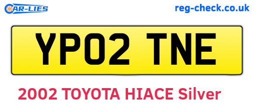 YP02TNE are the vehicle registration plates.