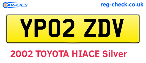 YP02ZDV are the vehicle registration plates.