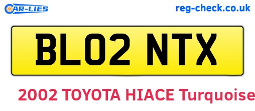 BL02NTX are the vehicle registration plates.