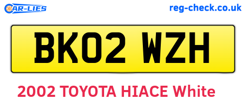 BK02WZH are the vehicle registration plates.