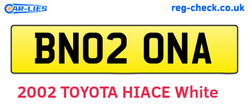 BN02ONA are the vehicle registration plates.