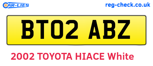 BT02ABZ are the vehicle registration plates.