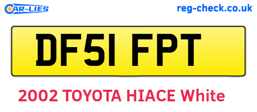 DF51FPT are the vehicle registration plates.