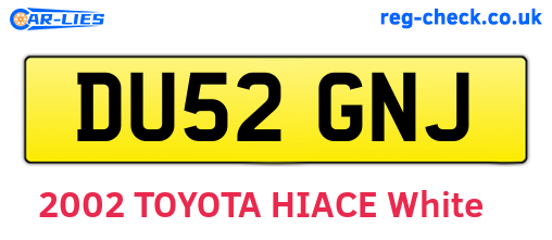 DU52GNJ are the vehicle registration plates.