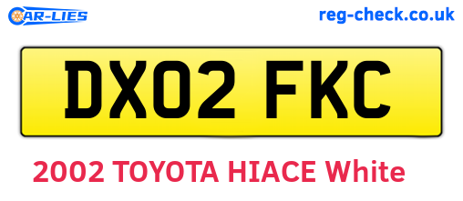 DX02FKC are the vehicle registration plates.