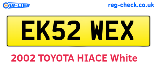 EK52WEX are the vehicle registration plates.
